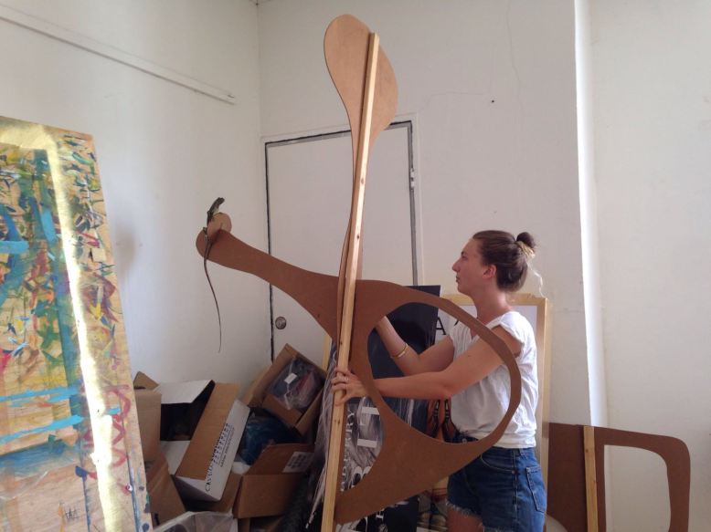 Laura de Vogel at work in her studio.