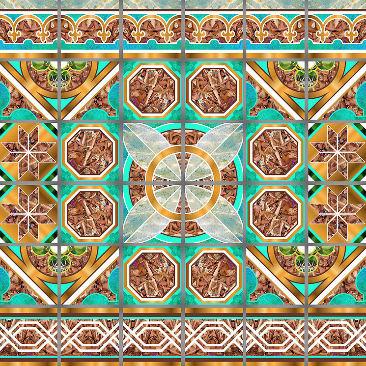 Dominique Hunter, detail of Yesterday, Tomorrow, forever: A place to wash dirty hands, Digital collage on adhesive paper, 60” x 54”, 2016.