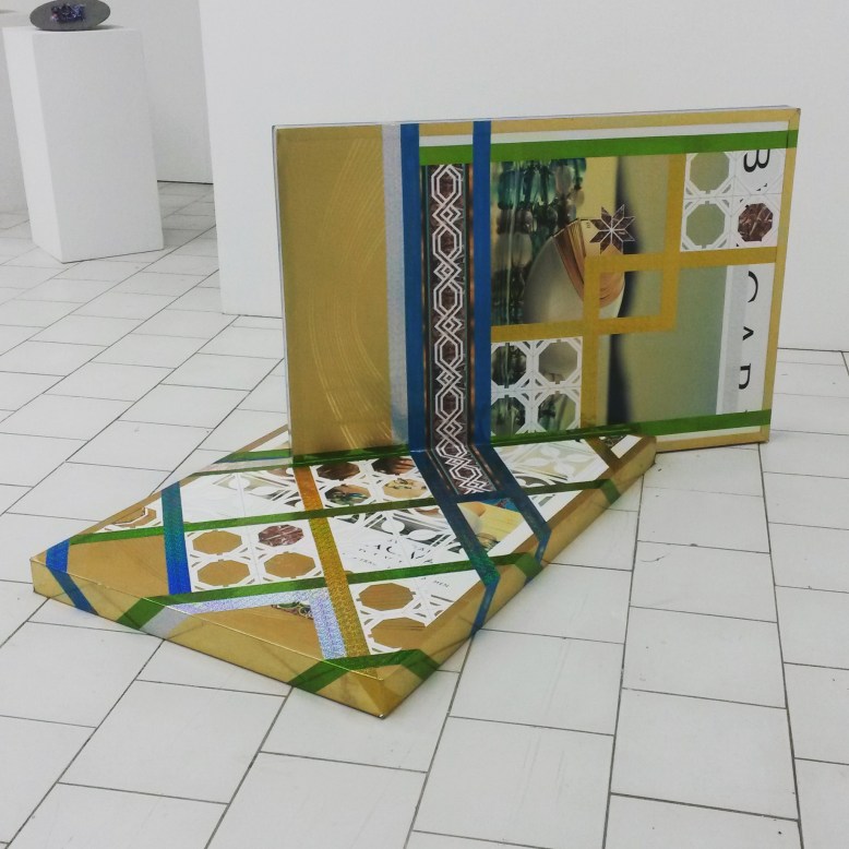 Dominique Hunter, Yesterday, Tomorrow, forever: An outsider's  construct of Paradise. Mixed Media collage on advertising board 55” x 39” x 39”, 2016.