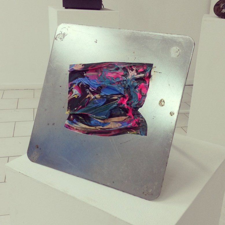 Nowé Harris-Smith, From the 'Skin Graft' series, Sticker, acrylic paint on metal, 2016.