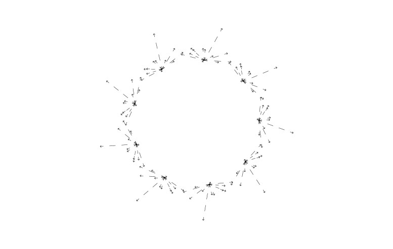 Made a cactus like cross section with the original arrow drawing that also looks like a wind map or a balloon bursting, etc.